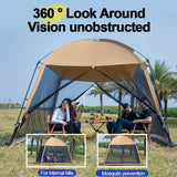 Portable Marquee Camping Gazebo Outdoor 330x330cm, Mesh Beach Canopy Tent Sun Shelter Screen House for Family 4-6 Person