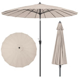 2.7M Round Patio Umbrella, Outdoor Market Umbrella w/ 18 Fiberglass Ribs, Push Button Tilt, Crank, Fade-resistant Canopy & Ventilation, Aluminum Table Umbrella for Backyard, Pool, Beach