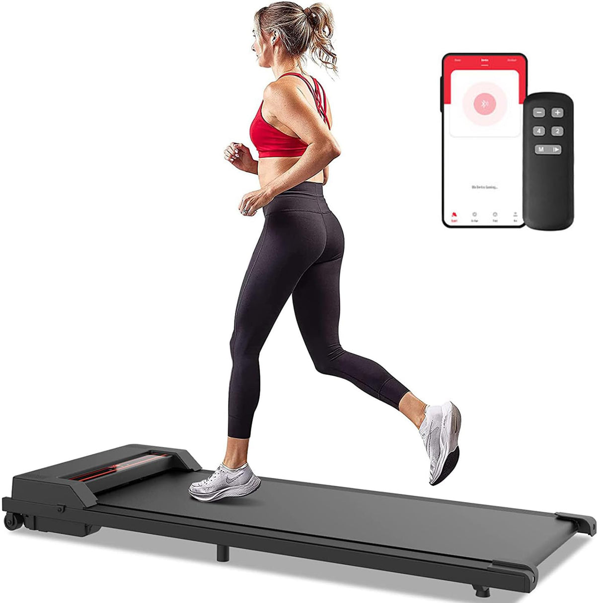 Walking Pad Treadmill, Under Desk Electric Treadmill, Compact Portable Walking Jogging Running Machine for Home Office with APP/Remote Control, LED Display, Low Noise