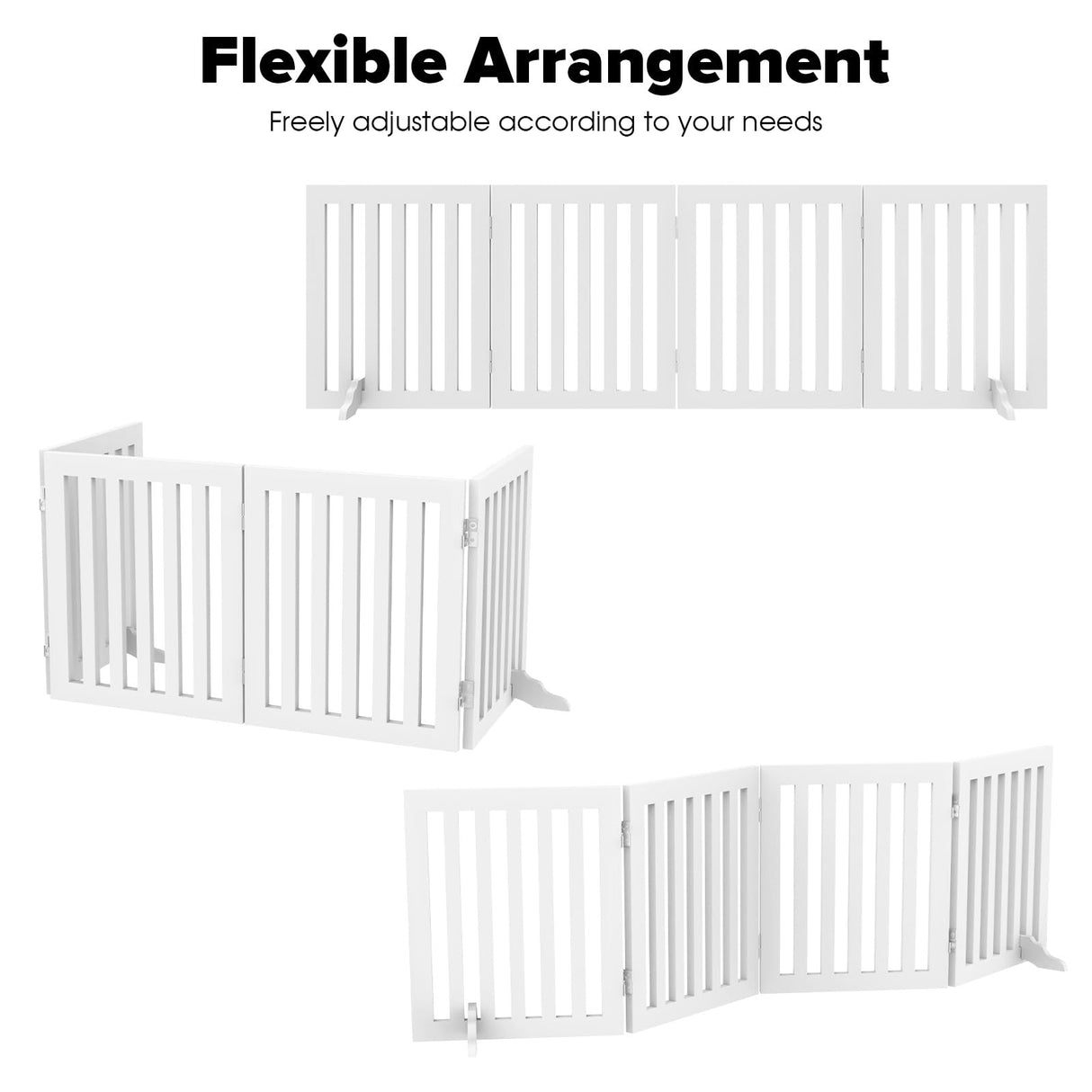 Freestanding Pet Gate,Wooden Dog Gate for Doorways,Dog Gate for Stairs,Pet Barrier Indoor Gate Safety Fence 203x61CM