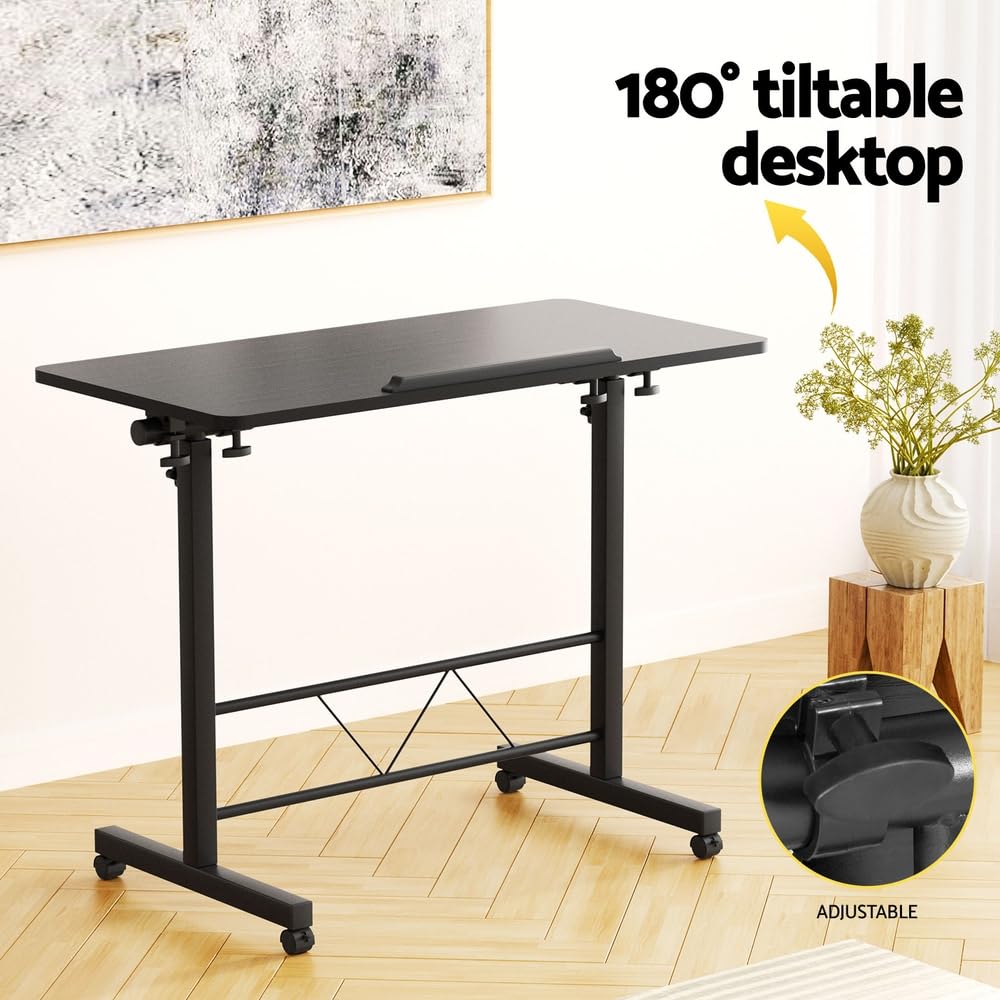 Laptop Standing Desk Table 64-88cm Height Adjustable Sit Stand Desks Desktop Table for Office Study Computer Workstation Home Use Black Whole Piece Monitor Riser