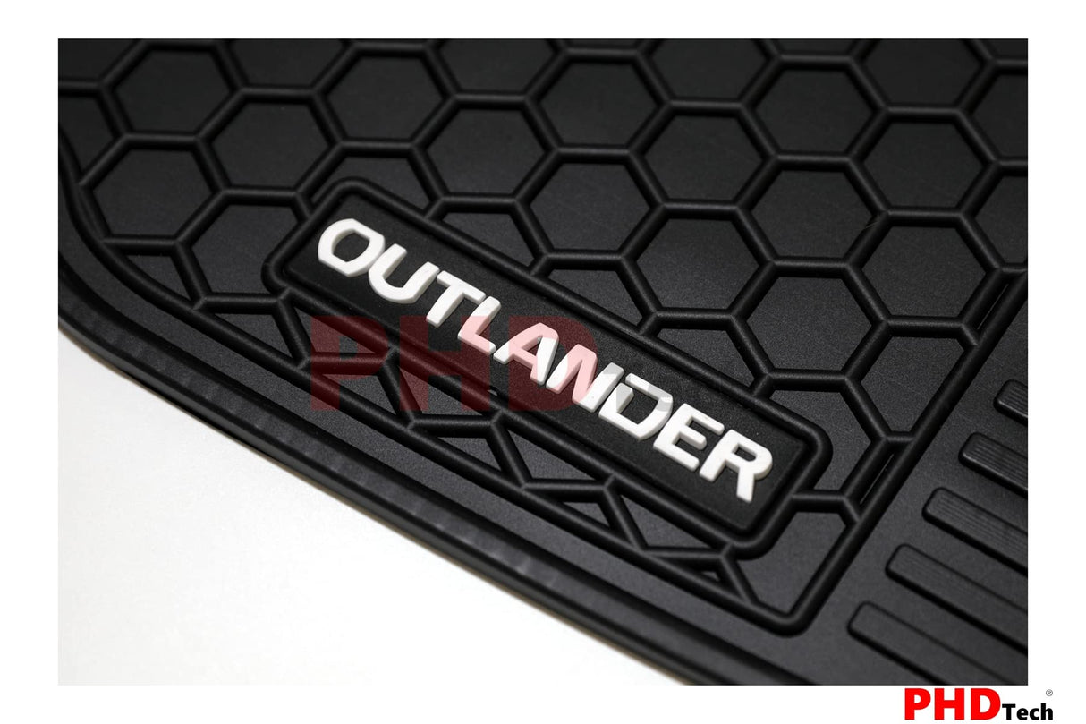 Premium Quality All Weather Rubber Car Floor Mats Fit Mitsubishi Outlander 2012-Oct 2021(White Logo)