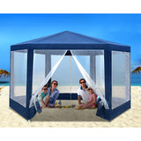 2x2 Marquee Gazebo, Pop Up Camping Tent Folding Gazebos Garden Outdoor Wedding Party Canopy Patio Carport, Water Resistant and UV 6 Mesh Wall Navy