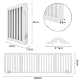 Freestanding Pet Gate,Wooden Dog Gate for Doorways,Dog Gate for Stairs,Pet Barrier Indoor Gate Safety Fence 203x61CM