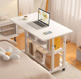 Adjustable Height Standing Large Desk,Portable Laptop Computer Desk,Office Furniture Small Spaces Desk Sofa Bedside Desk Learn Play Game Desk,Wheels Movable Storage Desk (White)