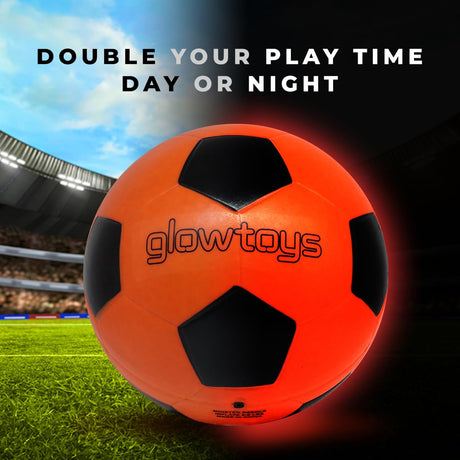 Glow Toys Glow in The Dark Light Up Soccer Ball - Perfect for Day Or Night Play - 2 LED Lights - Impact Activated - Comes with Batteries and Pump Size 5