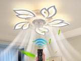 Ceiling Fans with Lights and Remote, Modern White LED Acrylic Ceiling Fan Light, Silent Dimmable Adjustable Wind Speed Reversible Motor, Ceiling Fan for Living Room, Bedroom, Kitchen