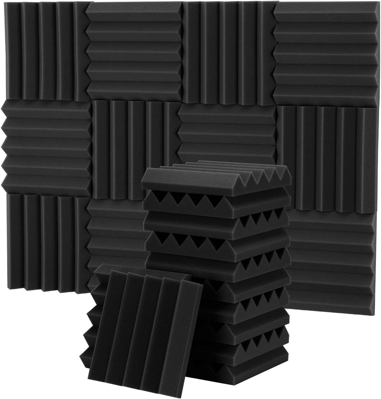 48 Pack Sound Proof Foam Panels Pack Acoustic Foam,25 X 25 X 5 cm Wedges Acoustic Panels,Sound Absorbing Panels for Studio/Office/Home Sound Proof Panels for Walls (2.5cm)