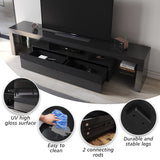 200cm LED TV Cabinet with Glass Shelf 16 RGB LED Lighted for TVs, TV Entertainment Unit with Ambient Lights for Living Room Bedroom