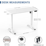 Electric Height Adjustable Standing Desk 110x60cm (43.3"x23.6"), Sit Stand Desk with Splicing Top for Home Office (White Frame + White Desktop)