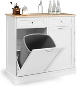 Buffet Sideboard Kitchen Storage Cabinet Tilt Out Bin Holder White