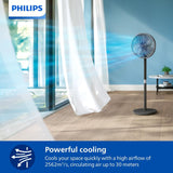 Philips Smart Pedestal Fan Series 3000, Powerful & Ultra-Quiet with SilentWings Technology, 19 dB, 2-in-1 Table & Standing Fan, Tiltable & Rotating, App Control, 12h timer, Black (CX3550/01)