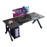 Large Gaming Desk,100CM Computer Desk with Carbon Fiber Surface, Gaming Table K Shaped PC Gaming Workstation Home Office Desks (Carbon Fiber Black, 100CM)