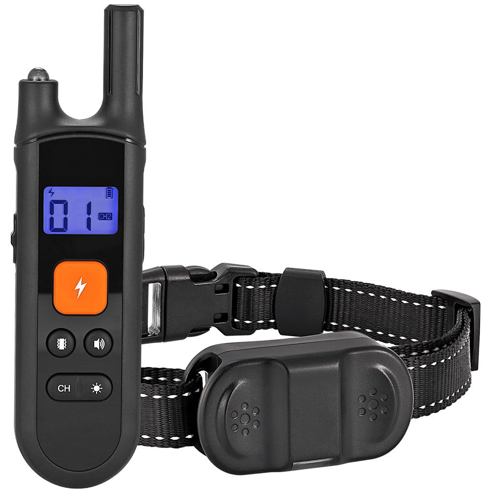 Bark Collar Remote Control Dog Training Collar IP67 Waterproof and Dustproof Adjustable Levels Long Standby Time Suitable for Dogs Weighing 15-100 Pounds for Large Medium Small Dogs Black