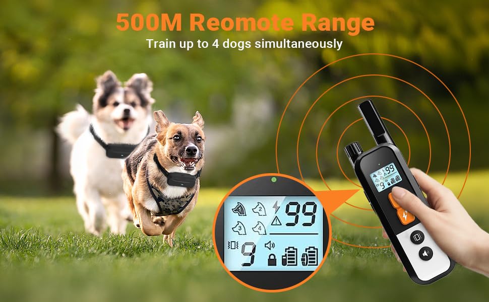 Dog Bark Collar for Small Medium Large Dogs, Dog Shock Collar with Remote for 2 Dogs, Electronic Waterproof Rechargeable Dog Collars with Beep, Vibration and Shock Modes