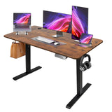 Electric Standing Desk - Motorized Height Adjustable Sit Stand Table with Touch Control Panel and Cable Management - Ideal for Home Office and Workstation Ergonomics(Black Frame+120cm Brown Top)