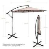 3M Patio Offset Umbrella w/8 Ribs, Cantilever Umbrella w/Cross Base and Crank, Backyard Offset Umbrella, Outdoor Hanging Umbrella for Garden, Poolside and Yard