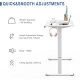 Electric Height Adjustable Standing Desk 110x60cm (43.3"x23.6"), Sit Stand Desk with Splicing Top for Home Office (White Frame + White Desktop)