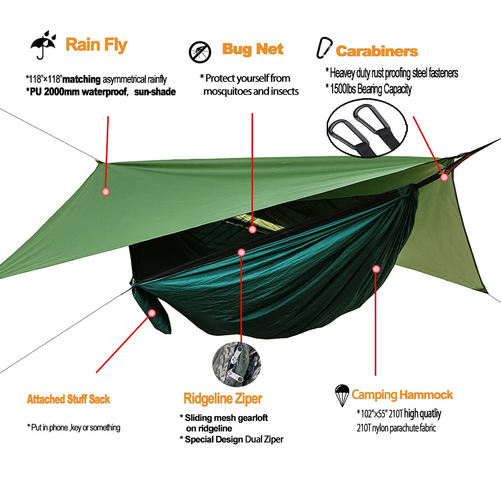 Camping Hammock Tent with Mosquito Net, Lightweight and Portable Hammock System