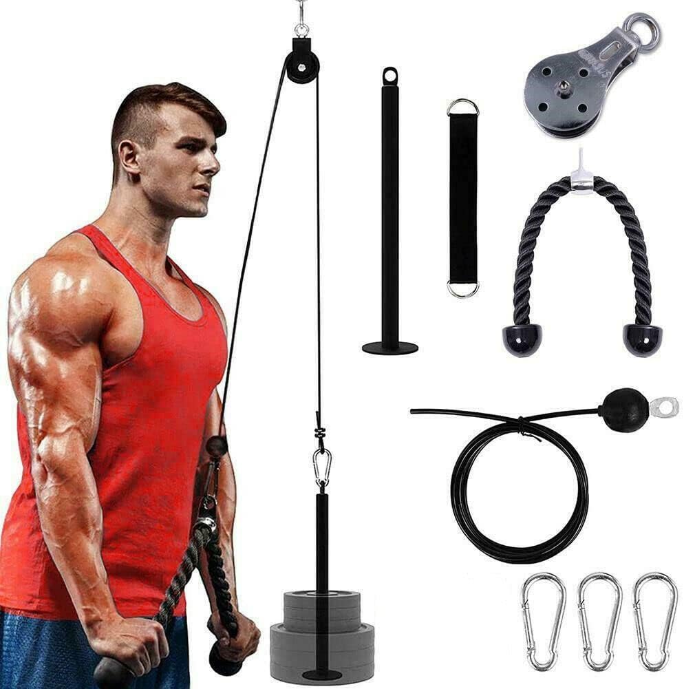 Fitness LAT Pulley System Cable Machine Attachment with Loading Pin for Pull Down Pull Up Crossover DIY Garage Gym Equipments by OWEITE