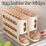 EggNest Holder for Fridge, Egg container for refrigerator,Automatic Rolling Egg Container, Space-Saving Rolling Eggs Dispenser, 4 Tiers Fridge Egg Rack for Refrigerator Holds up to 30 pcs