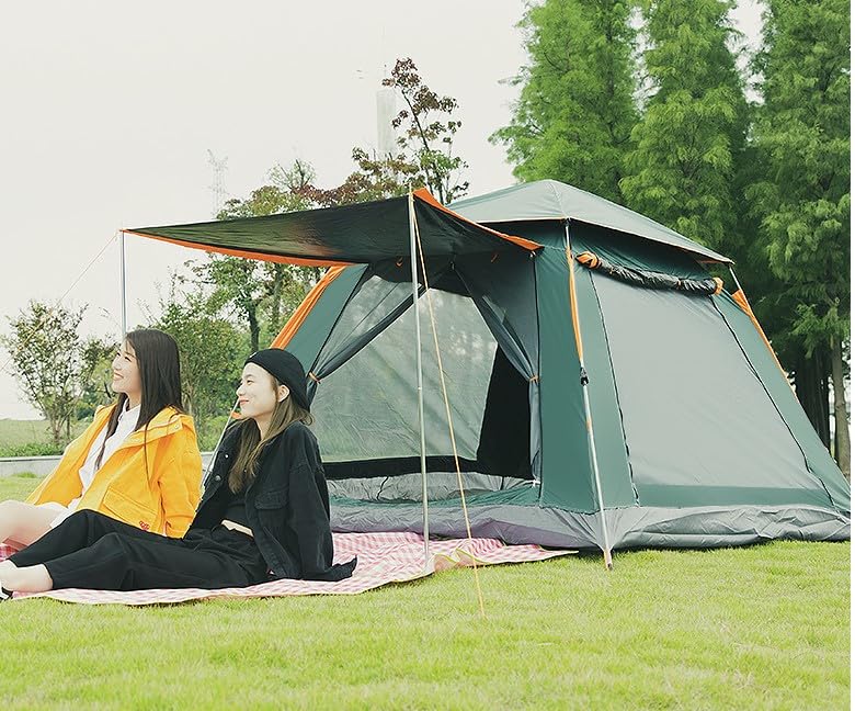 Camping Tents 5-8 Person Pop Up Tent with Big Skylight, Waterproof Family Tent with Removable Rainfly Automatic Setup in 60 Seconds, with 2 Doors & Side, Cabin Tent Windows Ventilated Instant