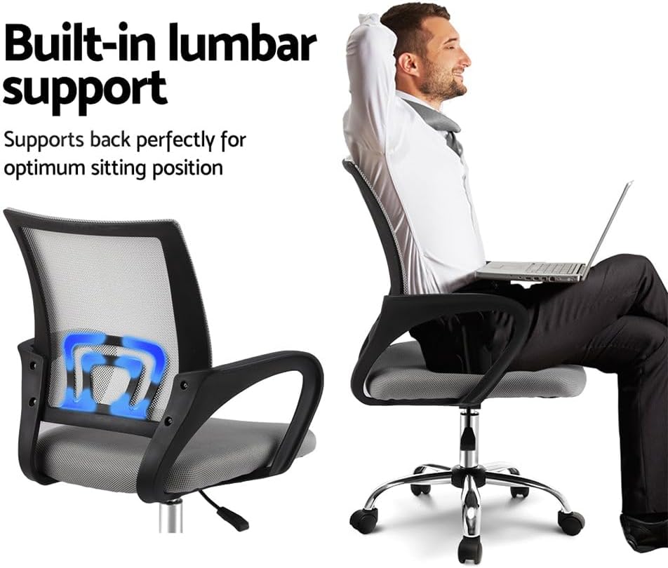 Ergonomic Office Chair Mesh Computer Desk Chairs Height Adjustable Seat with Lumbar Support, High Back and 360°-Swivel Seating for Gaming Room Executive Home