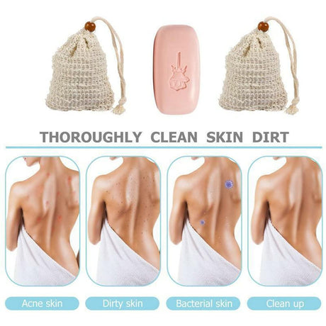 4 Pieces Soap Saver Bag Natural Sisal Exfoliating Soap Pouch for Foaming and Drying The Soap Bars Shower Soap Bag