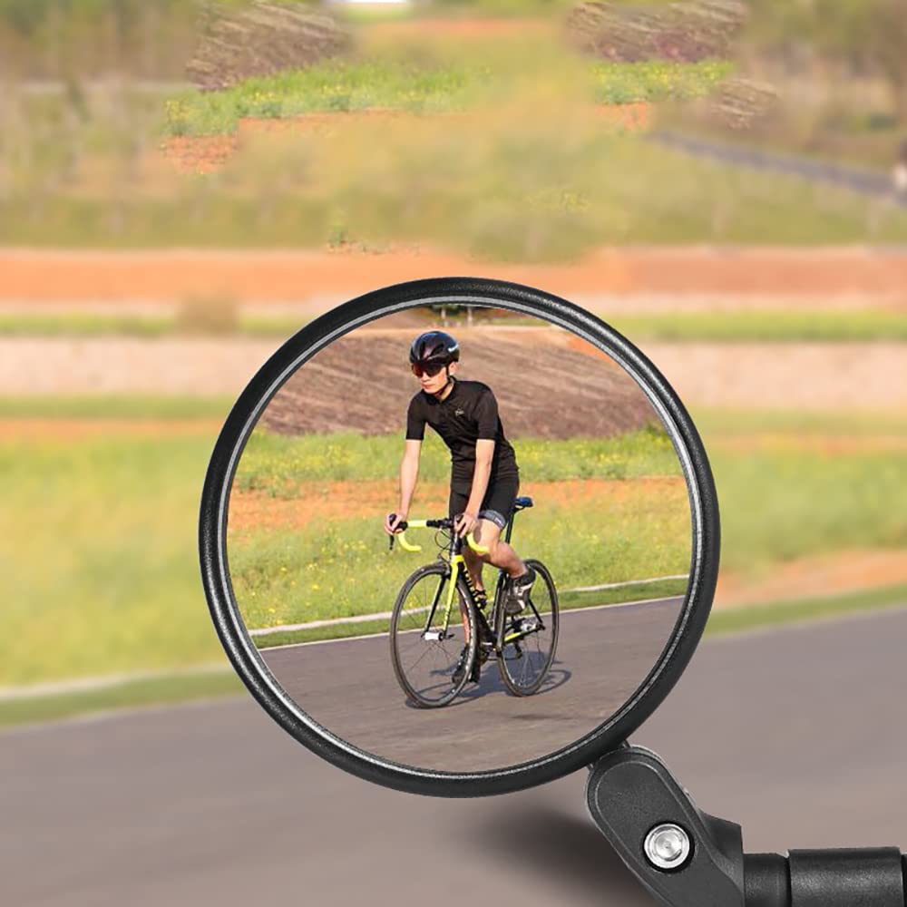 Bike Mirror(2 Pack),Bicycle Mirrors,Handlebar Rearview Mirror,Easy to Install,360° Rotating Adjustable Safety Convex Mirror with Wide Filed of View for Road Mountain Bike