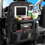 Car Backseat Organizer Car Organizer Leather Car Seat Organizer, Multi-Function Storage Folding Table Waterproof and Stain-Resistant Large Capacity（Black）