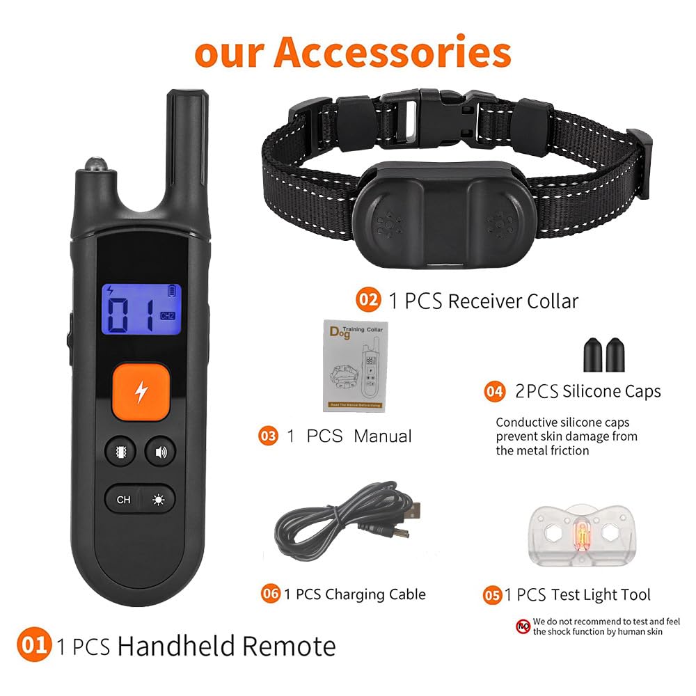 Bark Collar Remote Control Dog Training Collar IP67 Waterproof and Dustproof Adjustable Levels Long Standby Time Suitable for Dogs Weighing 15-100 Pounds for Large Medium Small Dogs Black