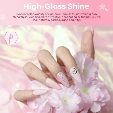 Gel Nail Polish Kit Starter with U V Lamp Portable LED Dryer Lamp, 6 Colors Soak Off Pastel Pink Gel Nail Polish Set/Gel Top & Base Coat/Essential Manicure Tools Nail Art Kit for Beginner