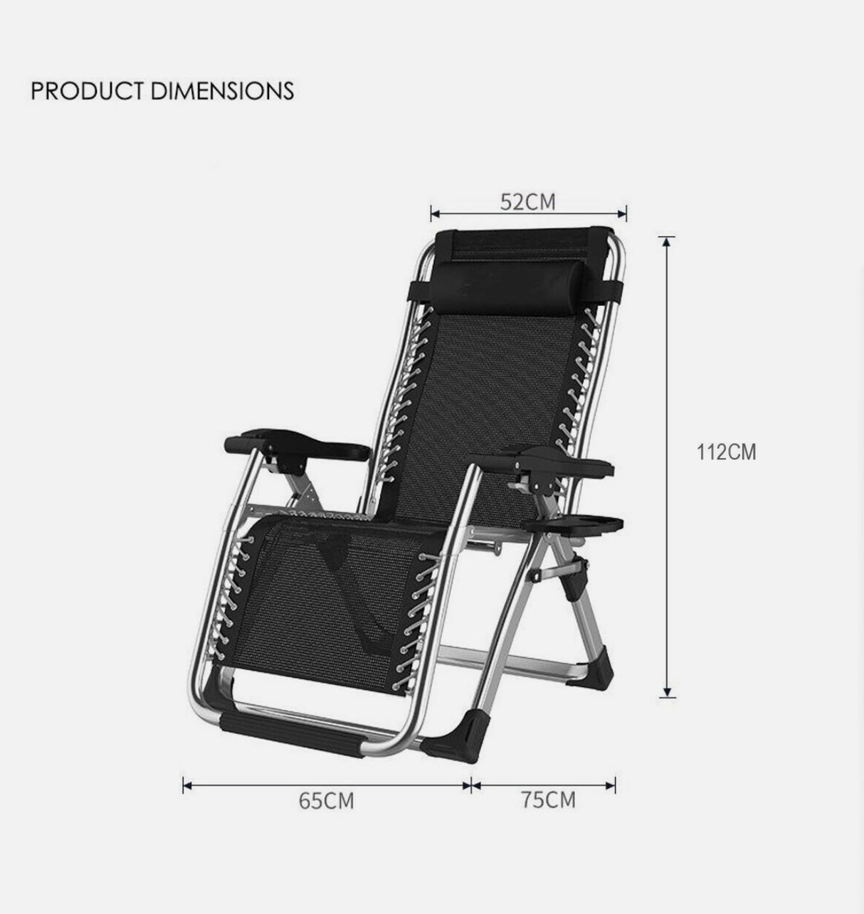 King Size Recliner Foldable Reclining Chair Comfort Pack Cup Holder & Cushion