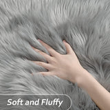 Soft Faux Sheepskin Fur Rug Fluffy Area Rug Floor Mat Luxury Carpets Chair Cover Seat Pad Shaggy Rug for Bedroom Sofa Living Room (2x5 Ft Sheepskin)