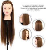 Training Head, Mannequin Head Hair Styling Manikin Cosmetology Doll Head Synthetic Fiber Hair Hairdressing Training Model Mannequin Doll with Table Clamp