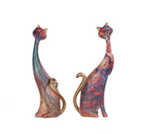 2 PCS Oil Painting Art Resin Sculpture Statue Cats for Home Office Hotel Bookshelf Desktop Decoration 9.86 Inches Tall (Red)