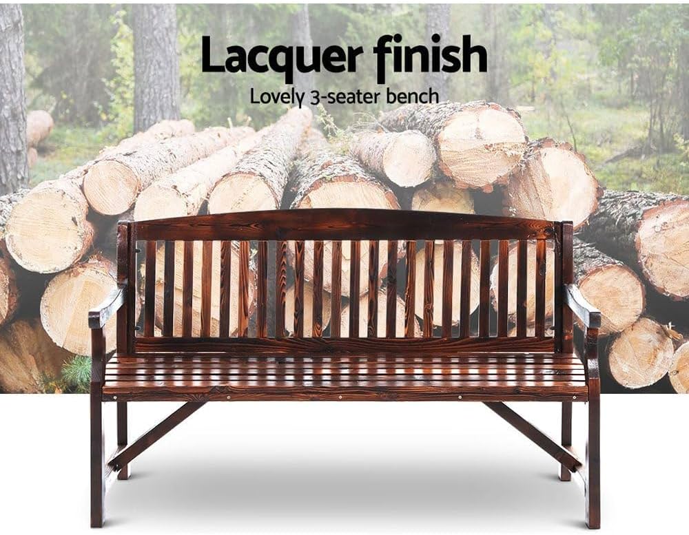 Outdoor Garden Bench Seat, 160cm Length Wooden Benches Relax Lounge Chair Dining Chairs Lounger Park Patio Porch Backyard Terrace Balcony Kids Furniture, 3 Timber Water-Repellent