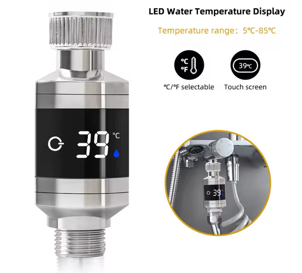 Digital Bathroom Hot Tub Shower Faucets Thermometer LED Display Water Temperature Tester for Baby Shower Bathing Kitchen Home