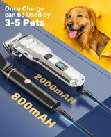 Dog Clipper and Paw Trimmer 2-in-1 Set, IPX7 Waterproof Clipper, Dog Thick Fur Paw Clipper, Hair Trimmer for Dogs and Cats