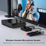 Portable Karaoke Microphone Mixer System Set, with Dual UHF Wireless Mic, HDMI & AUX in/Out for Karaoke, Home Theater, Amplifier, Speaker