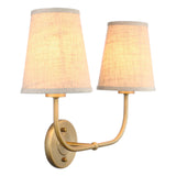 Classic Double Sconce Antique Wall Sconce, 2-Light Flared Funnel Linen Beige Lampshade with Round Base Wall Fixture Lighting(Antique)