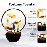 Tabletop Water Fountain USB Powered Tabletop Fountain with Natural Rocks and LED Ring Lights Tall Desktop Waterfall Fountain Zen Water Fountain Indoor Tabletop Humidifier for Home Office