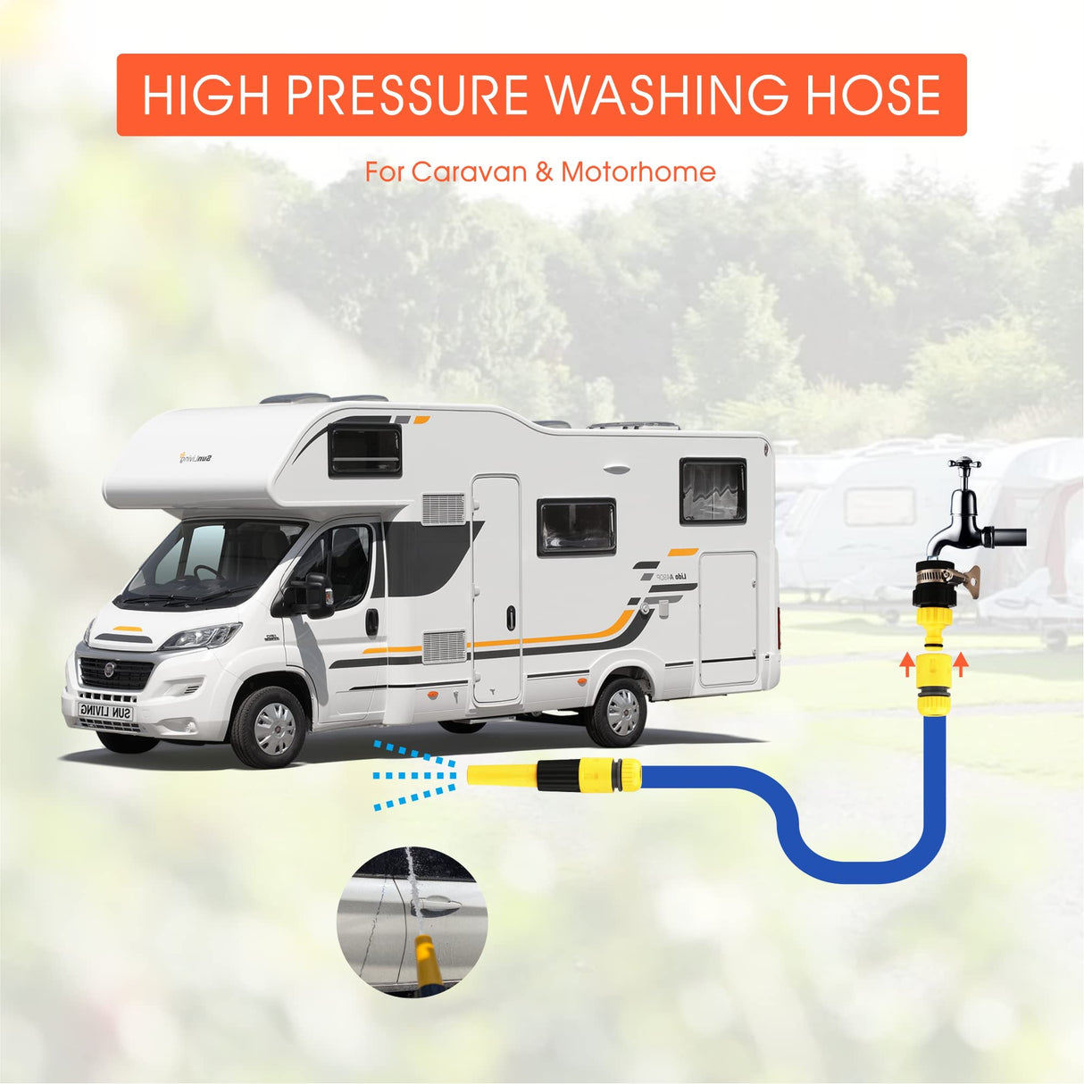 20 m Drinking Water Flat Hose for Caravan & Motorhome | Food Grade | Drinking Water Safe