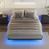 Floating Bed Frame Double Size with LED Light, Metal Platform Double Bed, No Box Spring Needed, Easy to Assemble