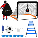 Hitish Kids Soccer Goals for Backyard, Portable Pop Up Soccer Nets with Carrying Bag, Toddler Goal Training Equipment with Ball, Agility Ladder, Cones and Target, Soccer Practice Set for Outdoor