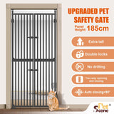 Pet Scene Retractable Safety Gate Black, 185CM Pet Fence for Dog Cat Extra Tall Fence Enclosure Barrier Safe Guard Security Fencing for Doorway Stairs Kitchen 190 to 250cm