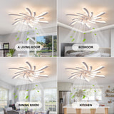 Ceiling Fan with Lights and Remote Control, Low Profile 31'' Ceiling Fan,3 Colors LED Light Dimmable Design,6 Wind Speeds, Timer Function and Stylish for Bedroom, Living Room, Kitchen (White)