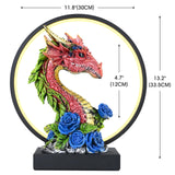 Hmusnwol-Dragon Figurines Lamp-Collectible Figurines-Dargon Statue - 13.18 inch LED Circle Table Lamp Figurine Dungeon and Dragons Gifts