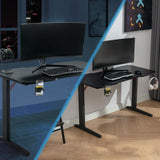 120 CM Gaming Desk Carbon Fiber Surface Gaming Desk Large Computer Desk Ergonomic Home Office Desk L Computer Gamer Workstation with Cup Holder and Headphone Hooks