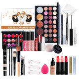 Beginner Makeup Kit - Travel Makeup Kit with Cosmetic Bag - Includes Eyeshadow Palette, Mascara, Lip Gloss, Foundation, Beauty Sponge